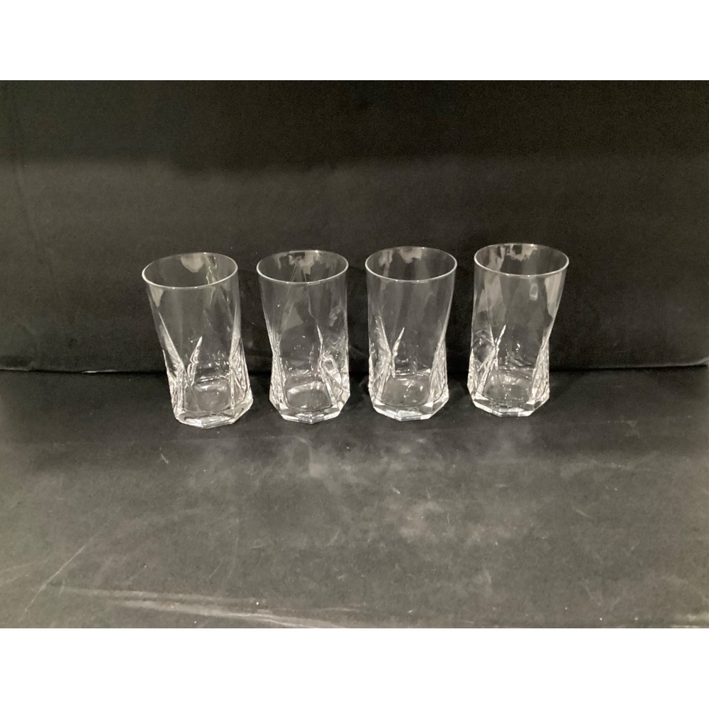 Set of 4 Bormioli Rocco Cassiopea Angular Moulded‎ Glasses 16 Oz 5.75"